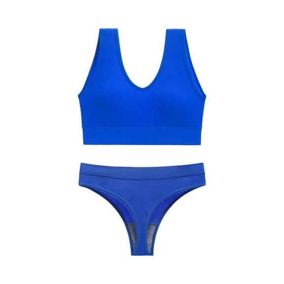 Teissuly Women's Underwear Without Steel Rings Sports Suspender Sexy Bra Tank Top Pants Set