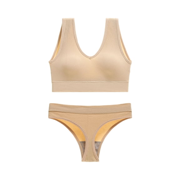 Teissuly Women's Underwear Without Steel Rings Sports Suspender Sexy Bra Tank Top Pants Set