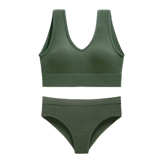 Teissuly Women's Underwear Without Steel Rings Sports Suspender Sexy Bra Tank Top Pants Set
