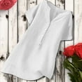 thumbnail image 1 of Teissuly Women's V-Neck Short Sleeve Loose Button Cotton And Linen Tunic Shirts Summer Shirts Blouse, 1 of 3