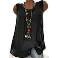 thumbnail image 1 of Teissuly Womens Cotton Linen Sleeveless Baggy T-shirt Vest Tee Blouse Tank Tops Plus Size, 1 of 3