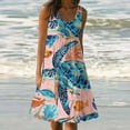 thumbnail image 1 of Teissuly Womens Fashion Holiday Summer Casual Printing Sleeveless Party Beach Loose Dress, 1 of 5