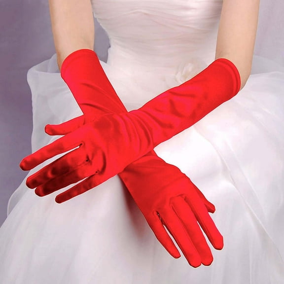 Teissuly Womens Satin Long Gloves Opera Wedding Bridal Evening Party Prom Gloves