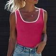 thumbnail image 1 of Teissuly Womens Solid Contrasting Colors Refreshing Wicking Tank Tops Summer Sleeveless Scoop Neck Ribbed Knit Color Block Basic Slim Fitted Cami Tee Shirts, 1 of 9