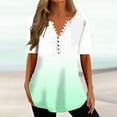 thumbnail image 1 of Teissuly Womens Summer Tops V Neck T Shirts Printed Tops Button Loose Casual Tshirts, 1 of 5