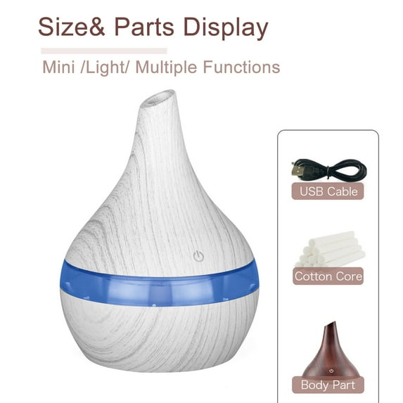 Teissuly Wood Grain Humidifier Colorful Night Aromatherapy Machine USB Household Humidifier Water Replenisher Desktop Humidifier
