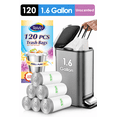 thumbnail image 1 of Teivio 1.6 Gallon 120 Counts Strong Drawstring Trash Bags Garbage Bags, Small Bathroom Trash Can Liners, Plastic Waste Basket Liners for Home Office Kitche, White, 1 of 6