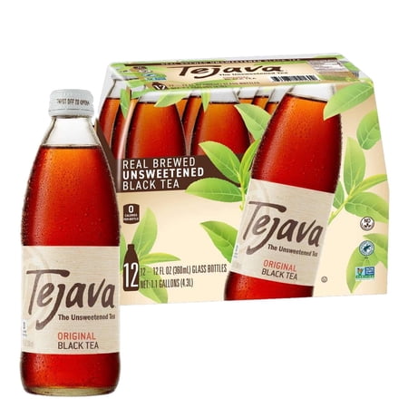 Tejava Original Black Tea, 12-Pack, 12 oz Glass, Unsweetened, Ready-to-Drink Premium Iced Tea