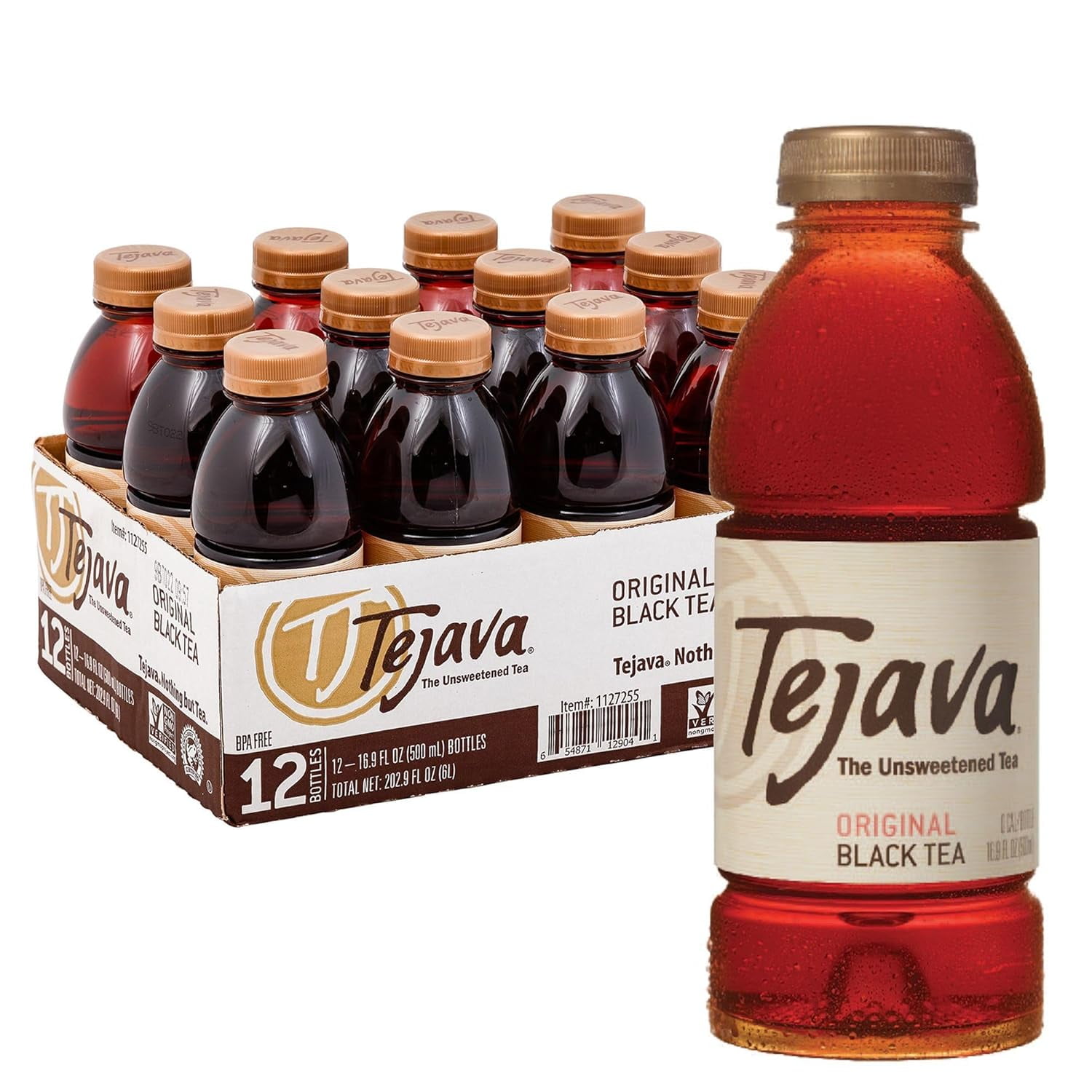 Tejava Unsweetened Black Iced Tea, 16.9oz, Sugar-Free, 0 Cal, Non-GMO ...