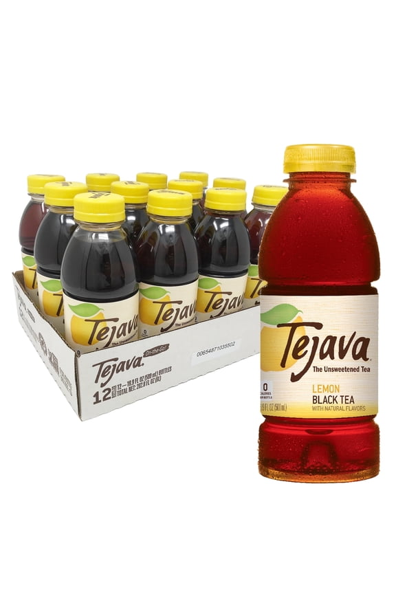 Lemon Black Iced Tea, 12 Pack, 16.9oz PET Bottles, Unsweetened, Non-GMO, Kosher, No Sugar or Sweeteners, No calories, No Preservatives, Brewed in Small Batches