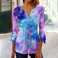 thumbnail image 1 of Tejiojio 2024 Fall Tunic Tops Women Fashion Printed Casual V-Neck 3/4 Sleeve Loose T-Shirt Blouse Tops Plus Size Cotton Womens Mexican Floral Print Blouses/Tops, 1 of 5