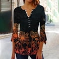 thumbnail image 1 of Tejiojio 2024 Fall Tunic Tops Women Fashion Printed Casual V-Neck 3/4 Sleeve Loose T-Shirt Blouse Tops Plus Size Cotton Womens Mexican Floral Print Blouses/Tops, 1 of 5