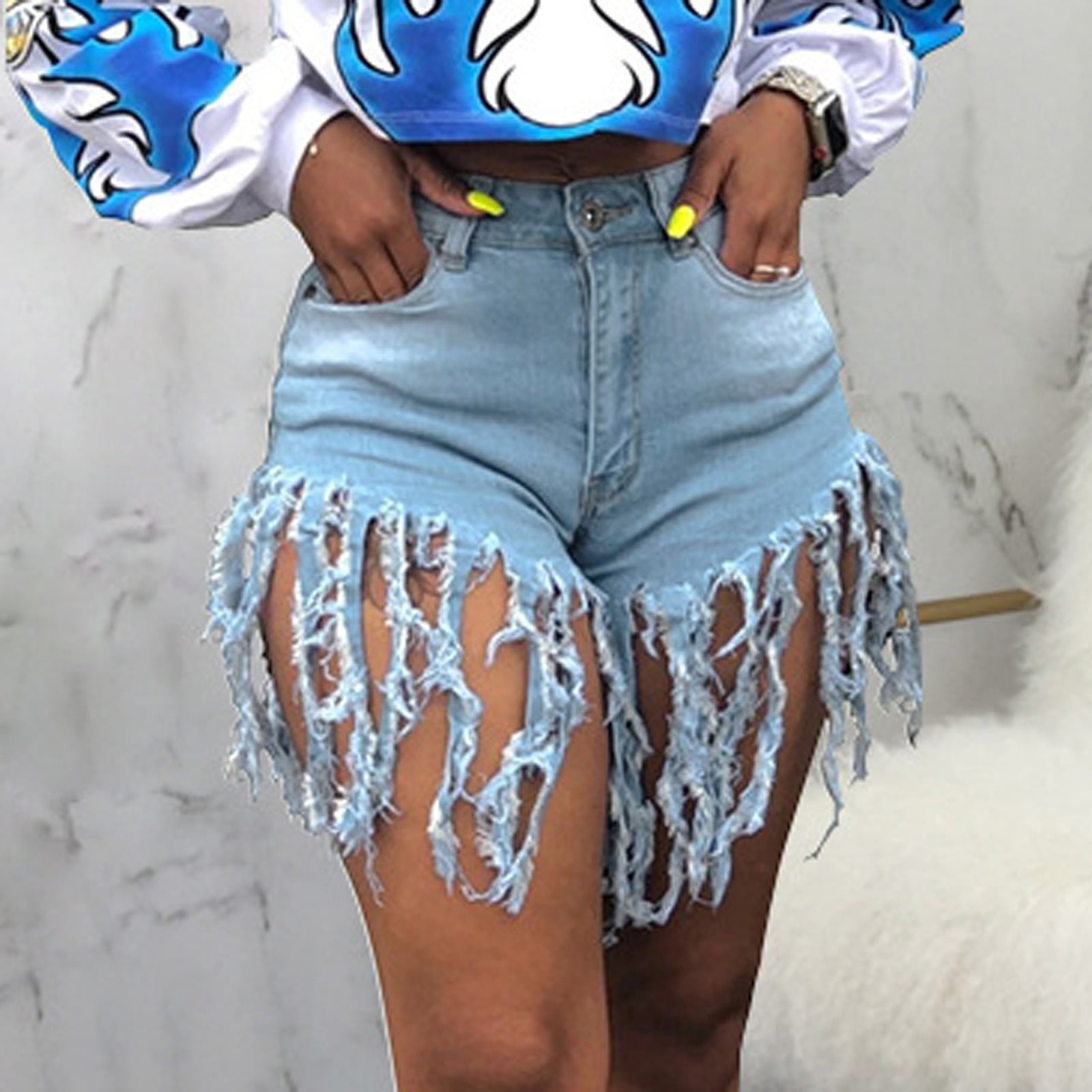 Techcity Jeans Shorts For Girls Summer High Waisted Denim Short Casual  Going Out Fashion Jorts Blue Black Heart Years Price In Saudi Arabia