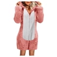 thumbnail image 1 of Tejiojio Casual Women's Shorts Clearance Women Long Sleeve Hooded Short Jumpsuit Pajamas Winter Warm Rompe Sleepwear, 1 of 9