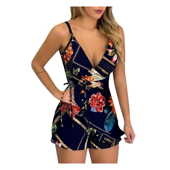 Tejiojio Casual Women's Shorts Clearance Women Sleeveless Sequins Sexy Trade Original Printed Slim Jumpsuit