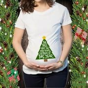 TEJIOJIO Christmas Matching Christmas T-shirt Elk Snowman Cartoon Print Maternity Clothing Short Sleeve Top Pregnancy T-shirt
