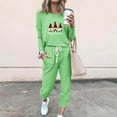 thumbnail image 1 of Tejiojio Christmas Womens Workout Sets Print Long Sleeve Sport Pullover Leisure Crop Tops + Pants Set, 1 of 5