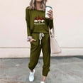 thumbnail image 1 of Tejiojio Christmas Womens Workout Sets Print Long Sleeve Sport Pullover Leisure Crop Tops + Pants Set, 1 of 5