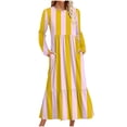 thumbnail image 1 of Tejiojio Classic Slim Dress for Women Spring Fall Long Sleeve Maxi Fashion Casual Printed/Colorblock Long Sleeved Round-Neck Dress, 1 of 5