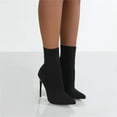 thumbnail image 1 of Tejiojio Clearance Autumn And Winter New Heel Over The Knee Boots Flying Woven Stretch Wool Sleeve Fish Mouth Women's Boots, 1 of 3