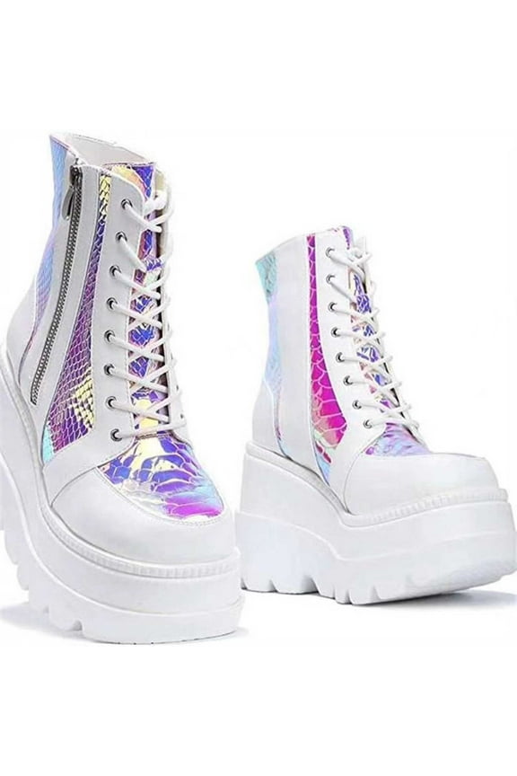 Fashion Thick Soled Large Size Short Boots Women Autumn Platform Leather Boots