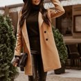 thumbnail image 1 of Tejiojio Clearance Jackets Ladies Fashion Solid Color Lapel Mid-length Button Woolen Coat Jacket, 1 of 5