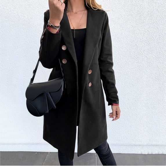 Tejiojio Clearance Jackets Woman Artificial Wool Elegant Blend Coat Slim Female Long Coat Outerwear Jacket