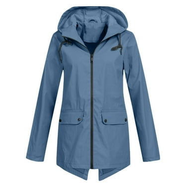 Tejiojio Clearance Jackets Women Casual Solid Jacket Outdoor Plus Size Hooded Windproof Loose Coat