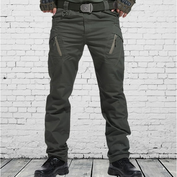 Tejiojio Clearance Men's Pants Multiple Pockets Cargo Trousers Work Wear Combat Safety Cargo Pocket