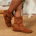 thumbnail image 1 of Tejiojio Clearance Retro Women Vintage Plain Buckle Zipper Casual Inner Heightenin Low Heels Zipper Fall Winter Short Boots Round Toe Shoes, 1 of 9