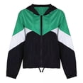 thumbnail image 1 of Tejiojio Clearance Rollbacks Womens Long-sleeved Hooded Zipper Stitching Contrast Color Windbreaker Coat, 1 of 3