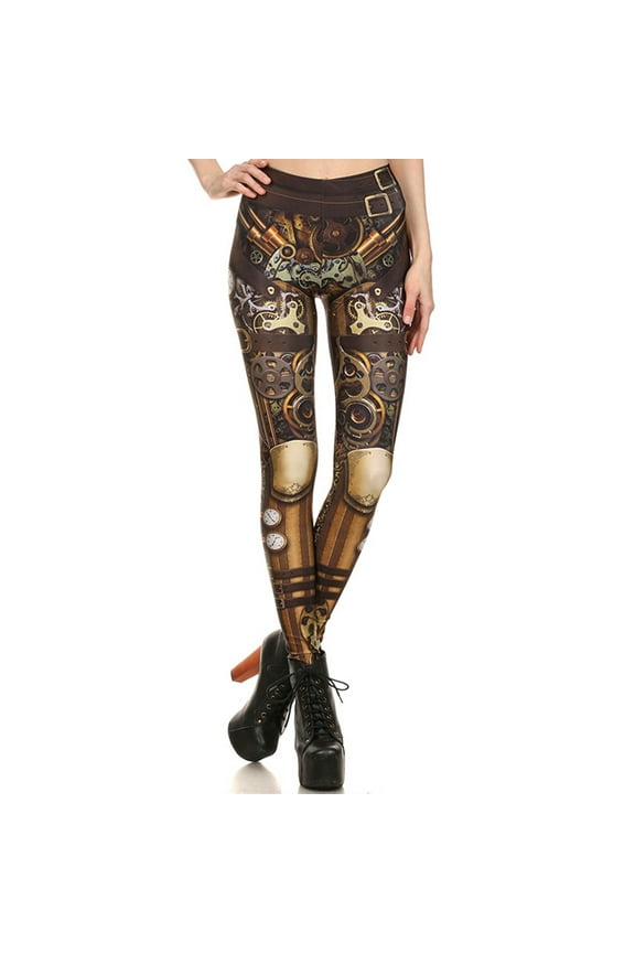 Vintage Renaissance Outfits Women Steampunk Retro Leggings Comic Cosplay Print Gothic Strerchy Skinny Pants