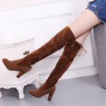 thumbnail image 1 of Tejiojio Clearance Winter Warm Women's Rivets Zipper Hoof Heels Riding Horse Funny Mid Calf Boots, 1 of 6