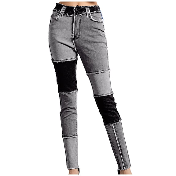 Tejiojio Women Jeans Slim Suit High Waisted High Stretch Patchwork Jeans Ladies'Slim Suit Plus Size High Stretch Jeans