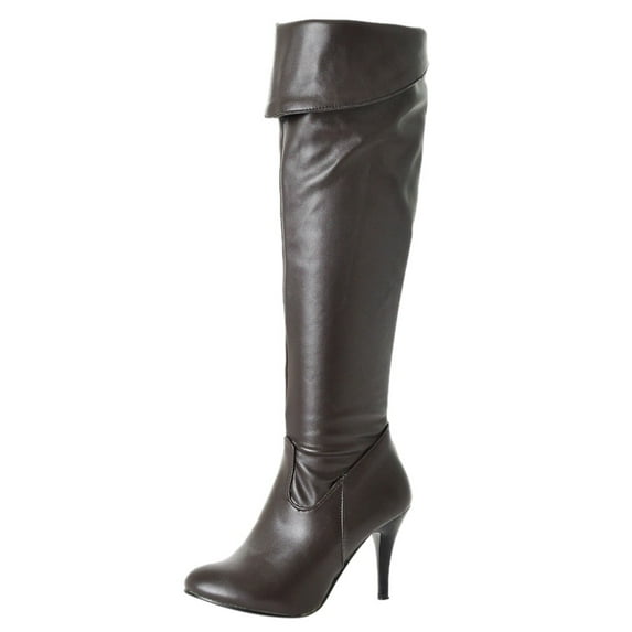 Tejiojio Clearance Women Thin High Heel Over Knee Boots Fashion Snow Long Boot Warm Winter Shoes