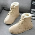 thumbnail image 1 of Tejiojio Clearance Women's Fashion Casual Flat Comfort Sneakers Female Lace-up Solid Color Cotton Shoes Winter Warm Snow Boots, 1 of 3