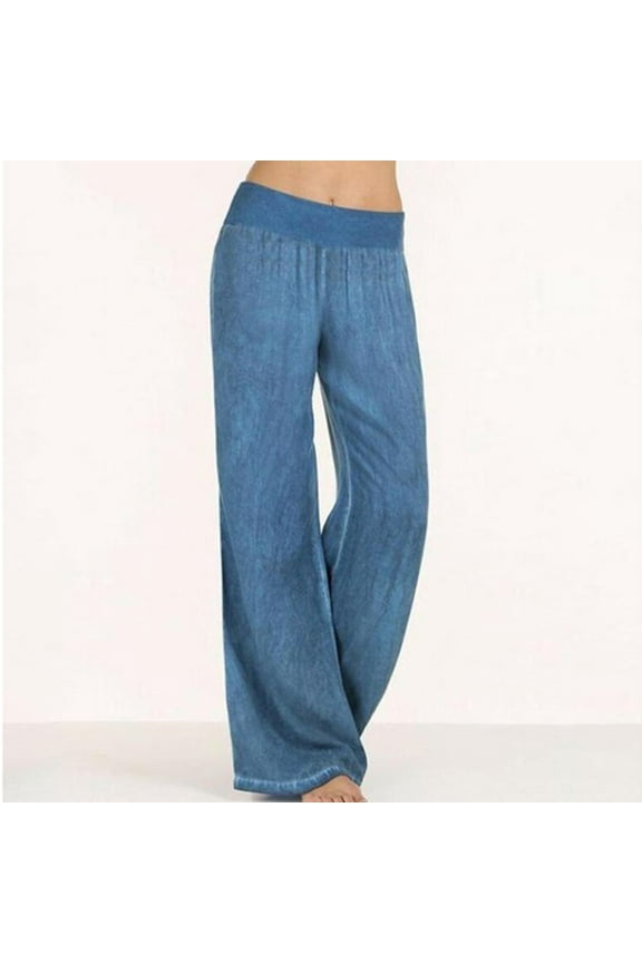 Clearance Women's Fashion Casual Loose Washed Denim Jeans Casual Solid Denim Jeans