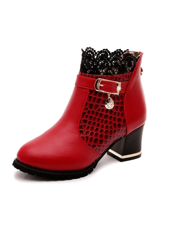 Clearance Women's Ladies Boots Fall Winter Vintage Leather Ankle Lace Short Boots Shoes