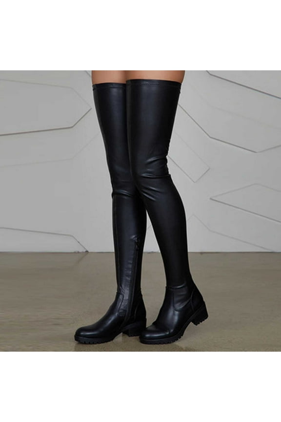 Clearance Women's Over The Knee Thigh High Chunky Heel Boots Long Stretch Funny Fall Winter Boots
