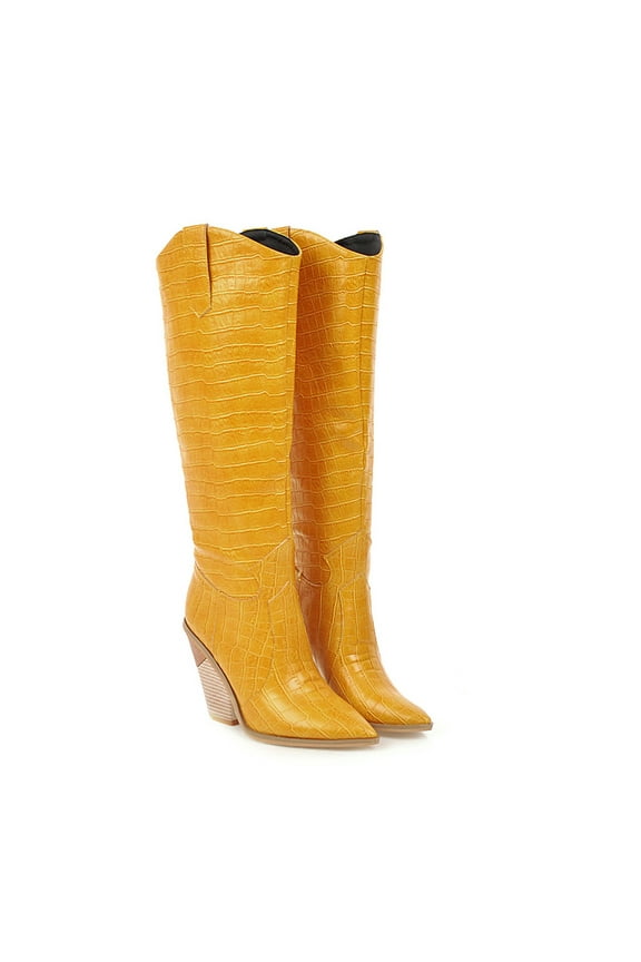 Women's Pointed Toe Rider Boots Plus Velvet Mid-tube Fall Winter Women's Boots