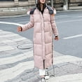 thumbnail image 1 of Tejiojio Coats Clearance Women's Winter Fashion Glossy Long Over-The-Knee Hooded Thick Padded Jacket Coat, 1 of 4