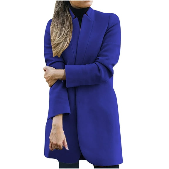 Tejiojio Coats Plus Size Clearance Fashion Women Wool Coat Trench Jacket Ladies Warm Long Overcoat Outwear Fashion