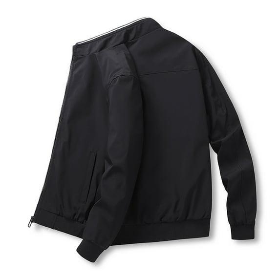 Tejiojio Coats and Jackets Men's Solid Color Stand-up Collar Zipper Casual Warm Windproof Pocket Windbreaker Jacket Mens Savings Coats & Jackets