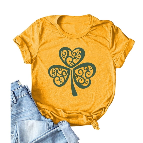 Tejiojio Essentials Short Sleeve Lady's Summer T-Shirt Fashion Women St. Patrick's Day Print Novelty Graphic Tops