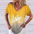 thumbnail image 1 of Tejiojio Essentials Short Sleeve Clearance Lady's Summer T-Shirt Womens Casual V-Neck Fading Color Blouse Tops Plus Size, 1 of 6