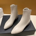 thumbnail image 1 of Tejiojio Fall Clearance Autumn Fashion Ladies Pointed Toe Short Low Heels Back Zipper Leather Boots, 1 of 7