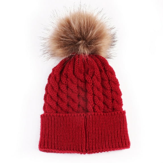 Tejiojio Fall Clearance Baby Toddler Kids Boy Girl Pure Color Children's Knitted Hat Pure Color Wool Ball Children's Warm Cap