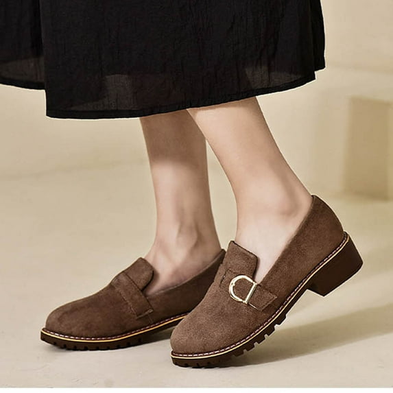 Tejiojio Fall Clearance Fashion Boots For Women Low Heel Slip Chunky Heel Short Booties