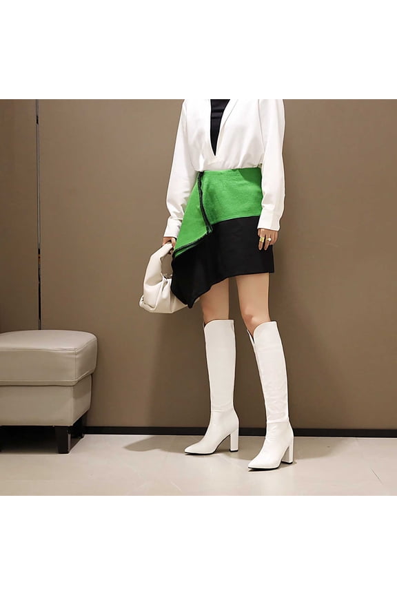 Fall Fashion Large Size Boots Women Long Tube Snake Print Boots Low Heeled Pointed Shoes Boots Knight Boots