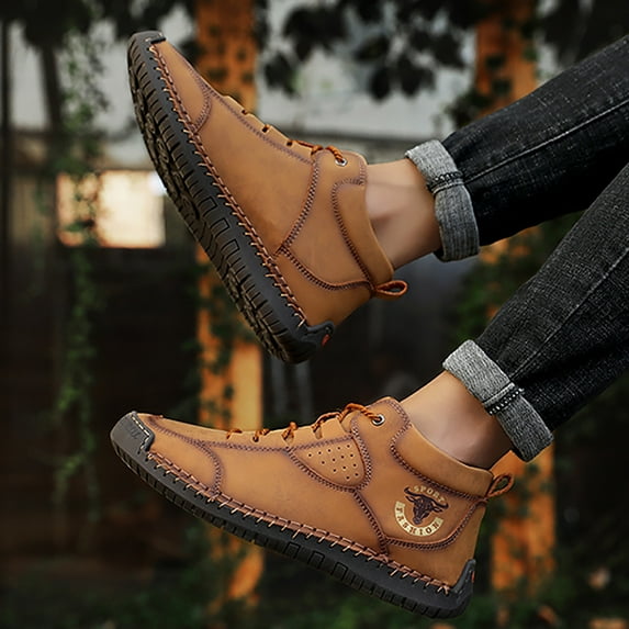 Tejiojio Fall Clearance Men's Snow Boots Winter Ankle Short Bootie Waterproof Footwear Warm Shoes